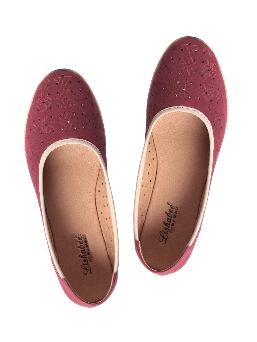 cherry leatherette slip on ballerina - 10277356 - Standard Image - 3
