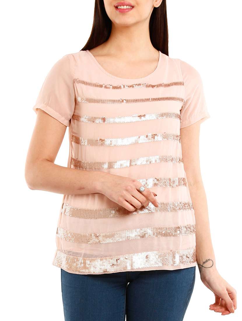 beige sequence worked top