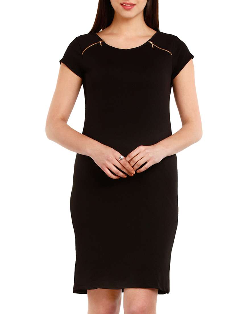 black polyester dress