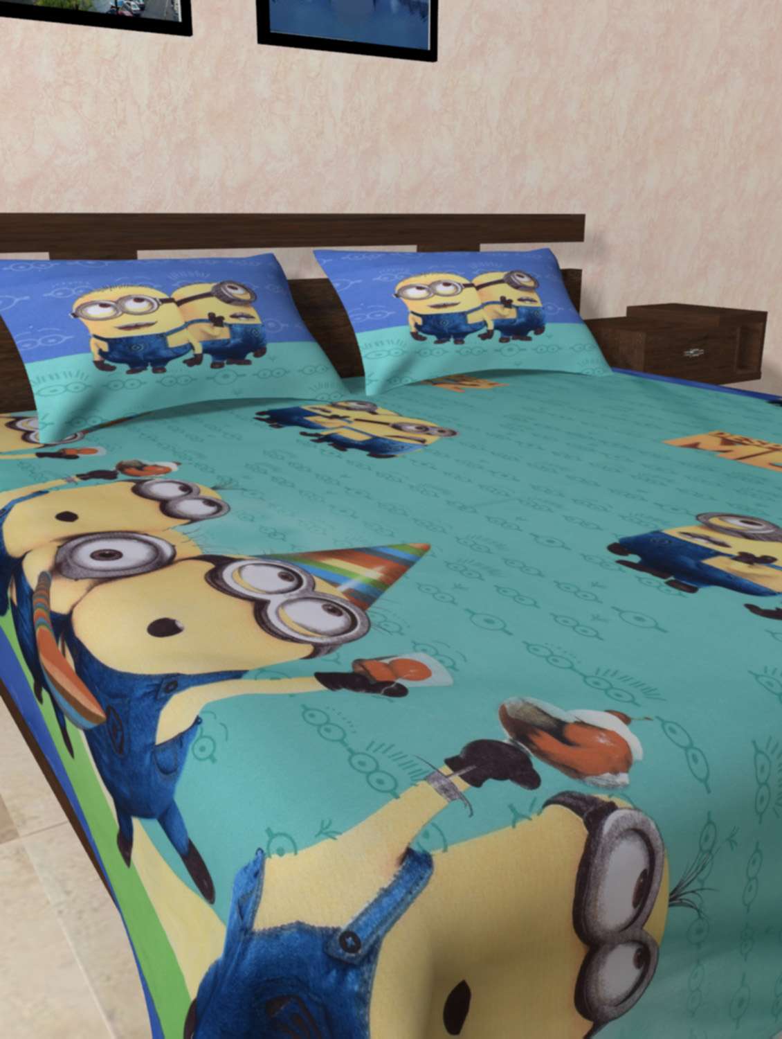 Buy online Minions Cartoon Printed Bedsheet Set from Bed for