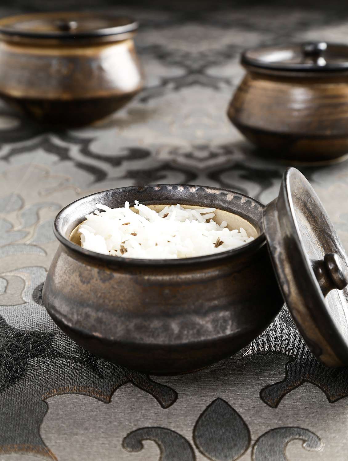 unravel india hand crafted studio pottery stoneware handhi set(set of 3)