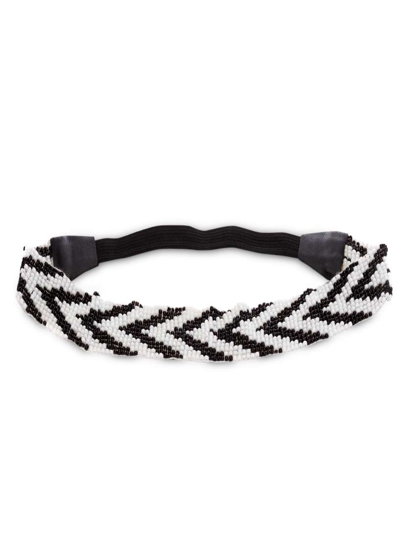 monochrome beady pattern stretchable hair band