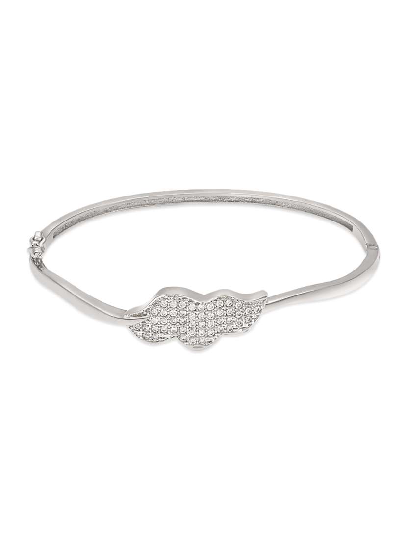 silver , white cz bangle