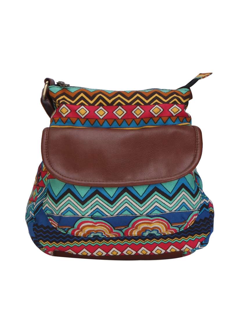multi coloured canvas slingbag