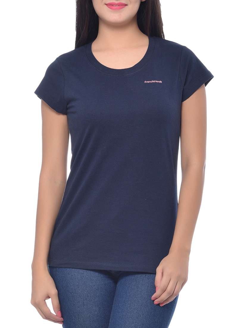 navy blue solid tee - 10346482 - Zoom Image - 0