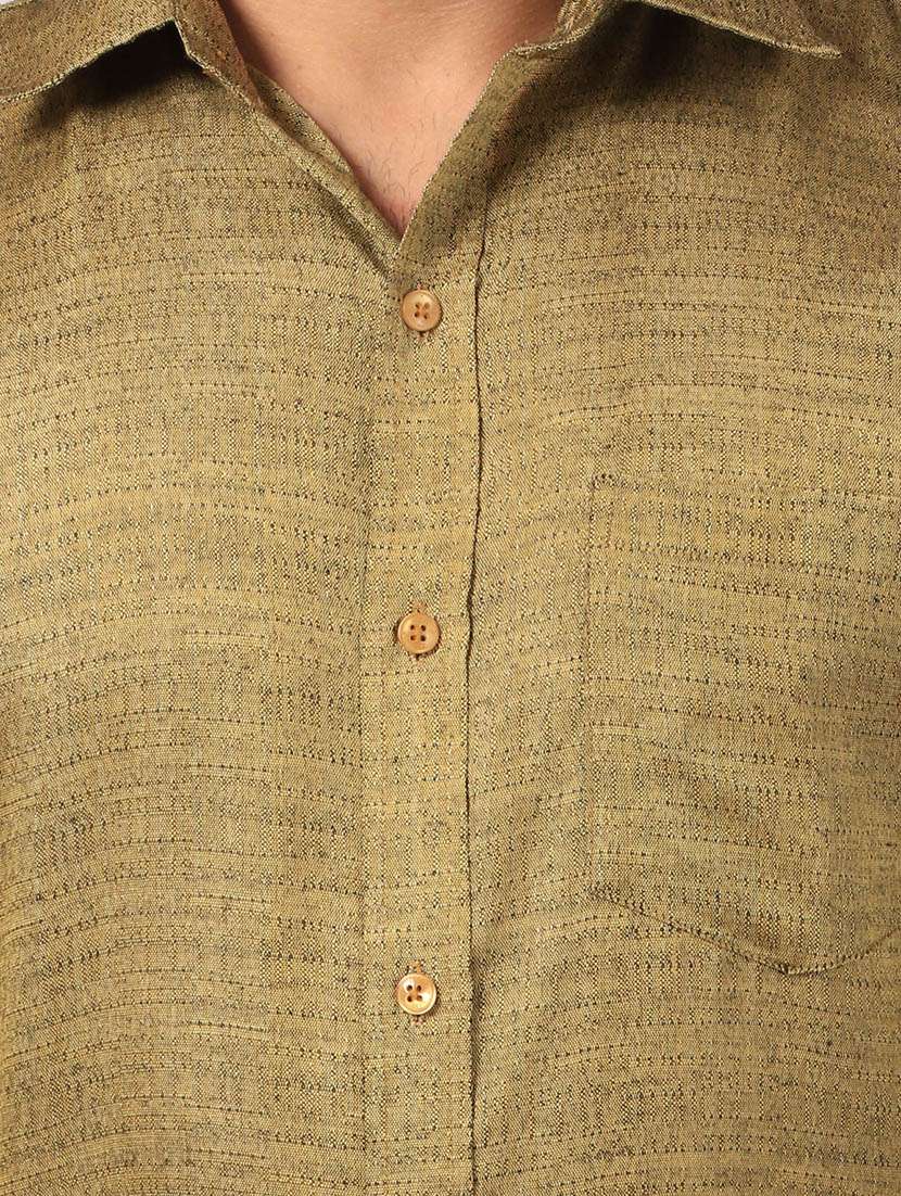 Buy online Green Pure Khadi Silk Formal Shirt from shirts for Men