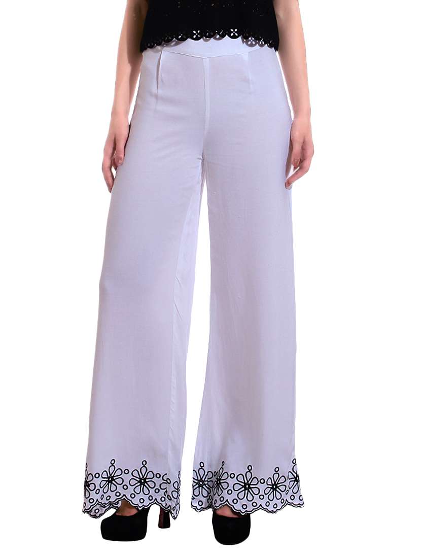 white rayon palazzos