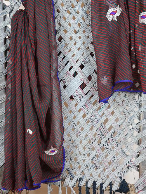 Embroidered Lehariya Georgette Saree - Lazza - 1037150