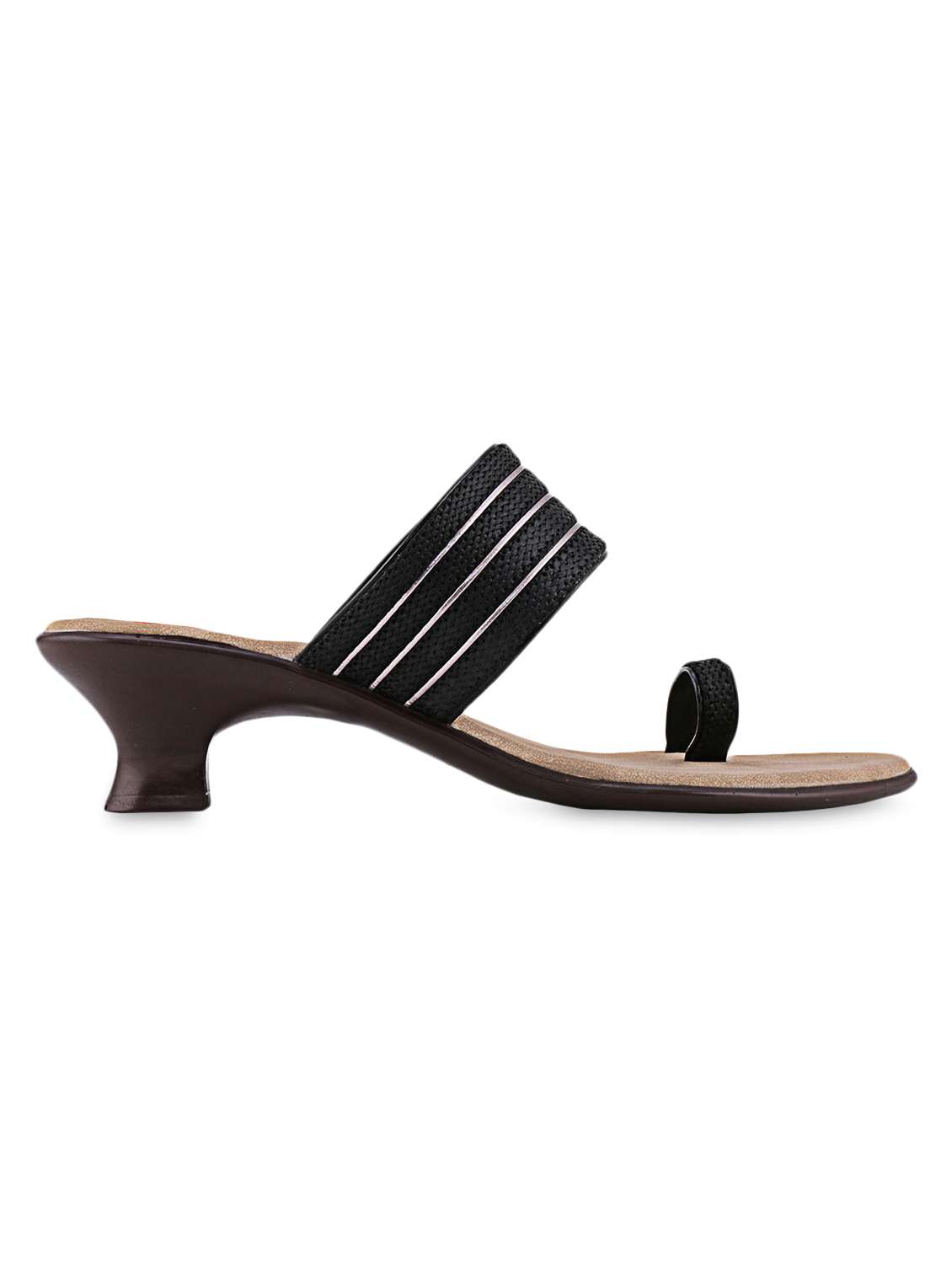 black leatherette heel sandals