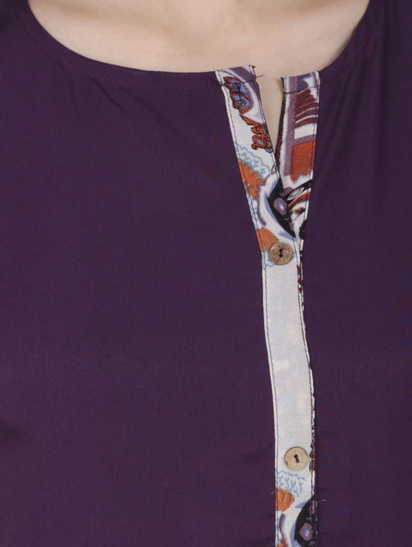 purple cotton aline dress - 10386952 -  Standard Image - 3