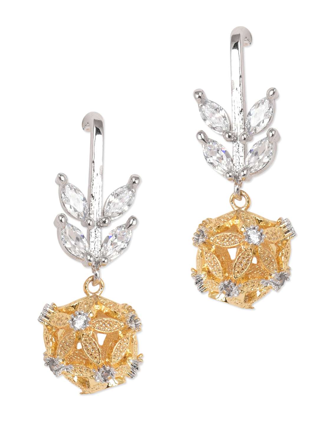 ball shaped american diamond drop earrings