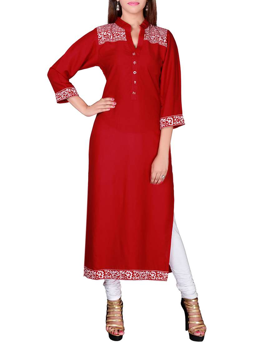 red cotton kurta