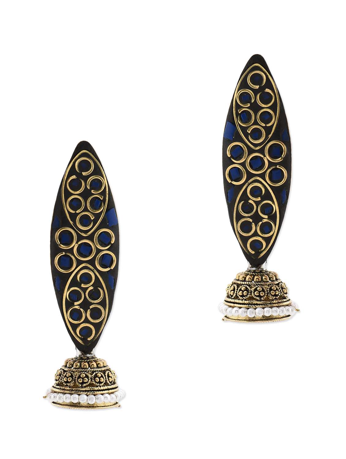 anetra black beads embellished jhumkas