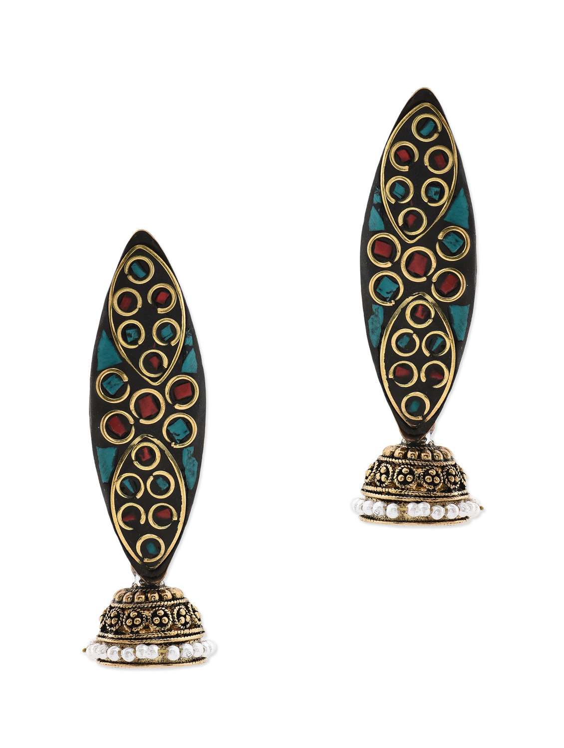 anetra black beads embellished jhumkas