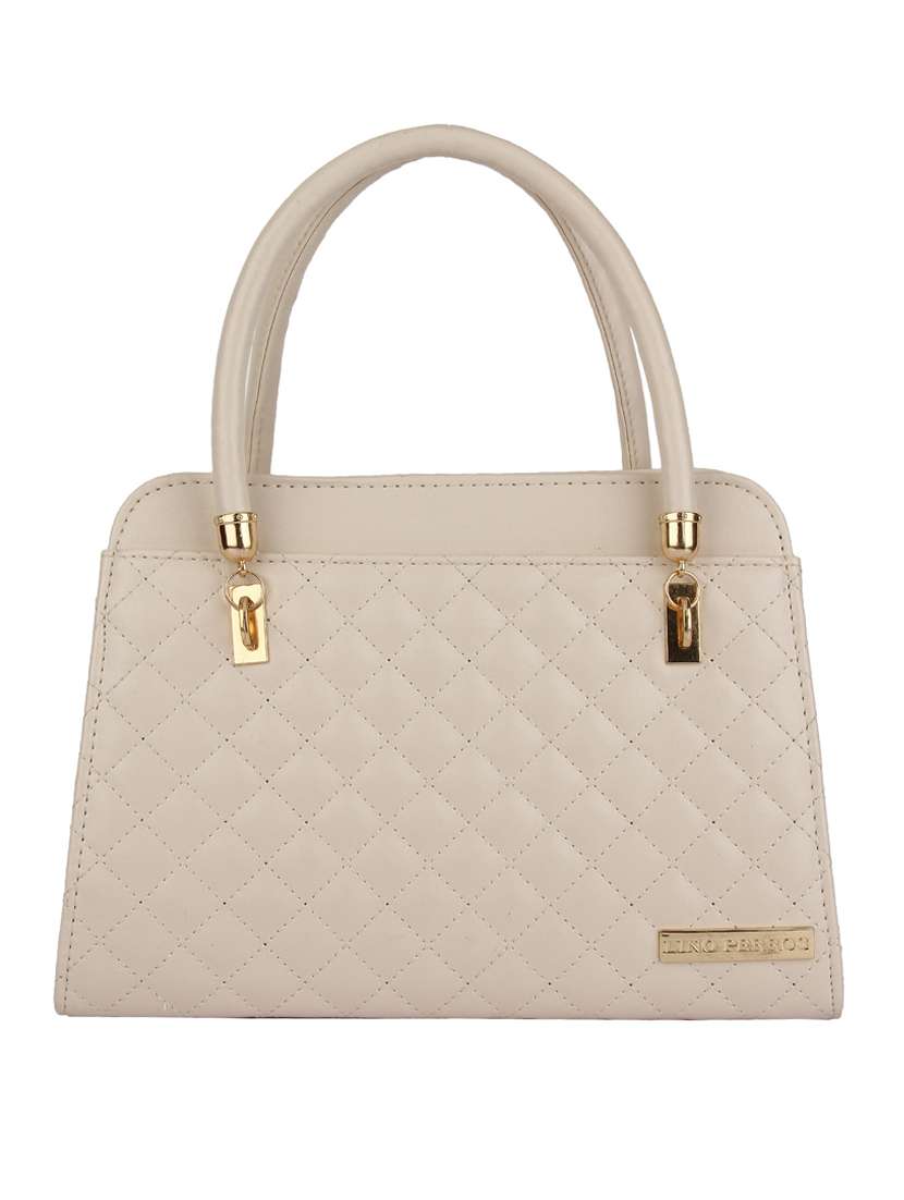 Beige leatherette handbag