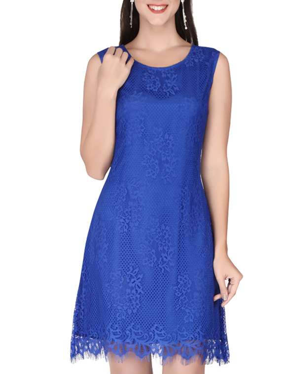 mesh detail a-line dress