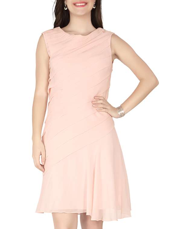 peach georgette dress