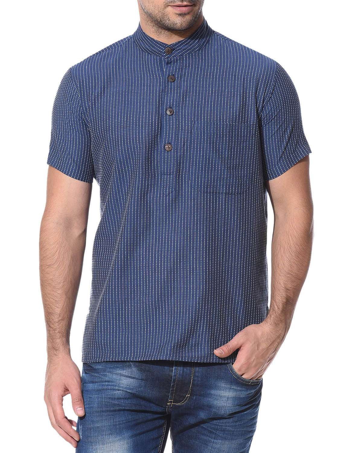 navy blue cotton short kurta