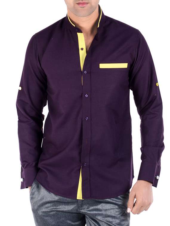 purple cotton casual shirt