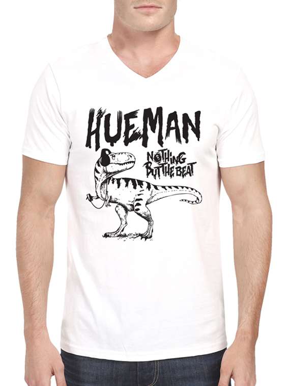 hueman white colored, v- neck  tee- shirt