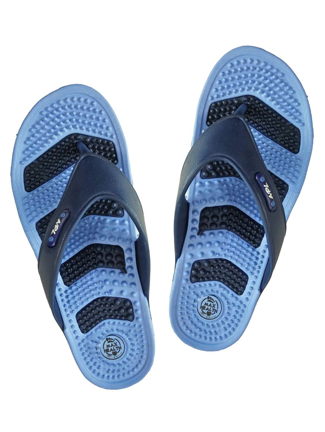 Buy online Navy Blue Faux Leather Slippers, Flip Flops Sliders