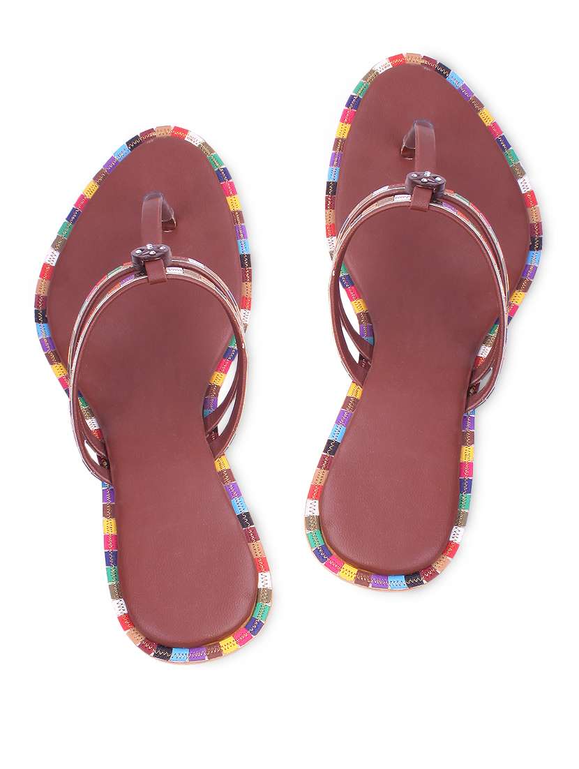 multicolor slip-on sandals