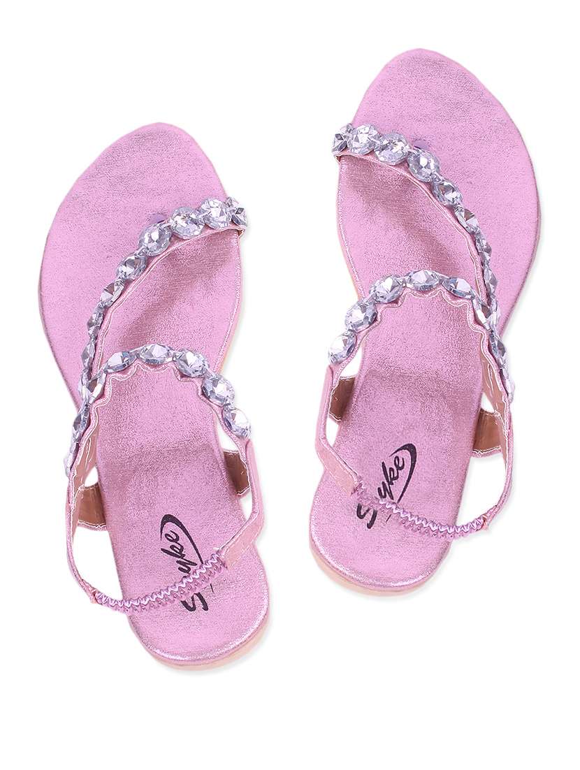 stone studded flat sandals