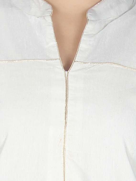 cream cotton straight kurta - 10458749 - Standard Image - 3