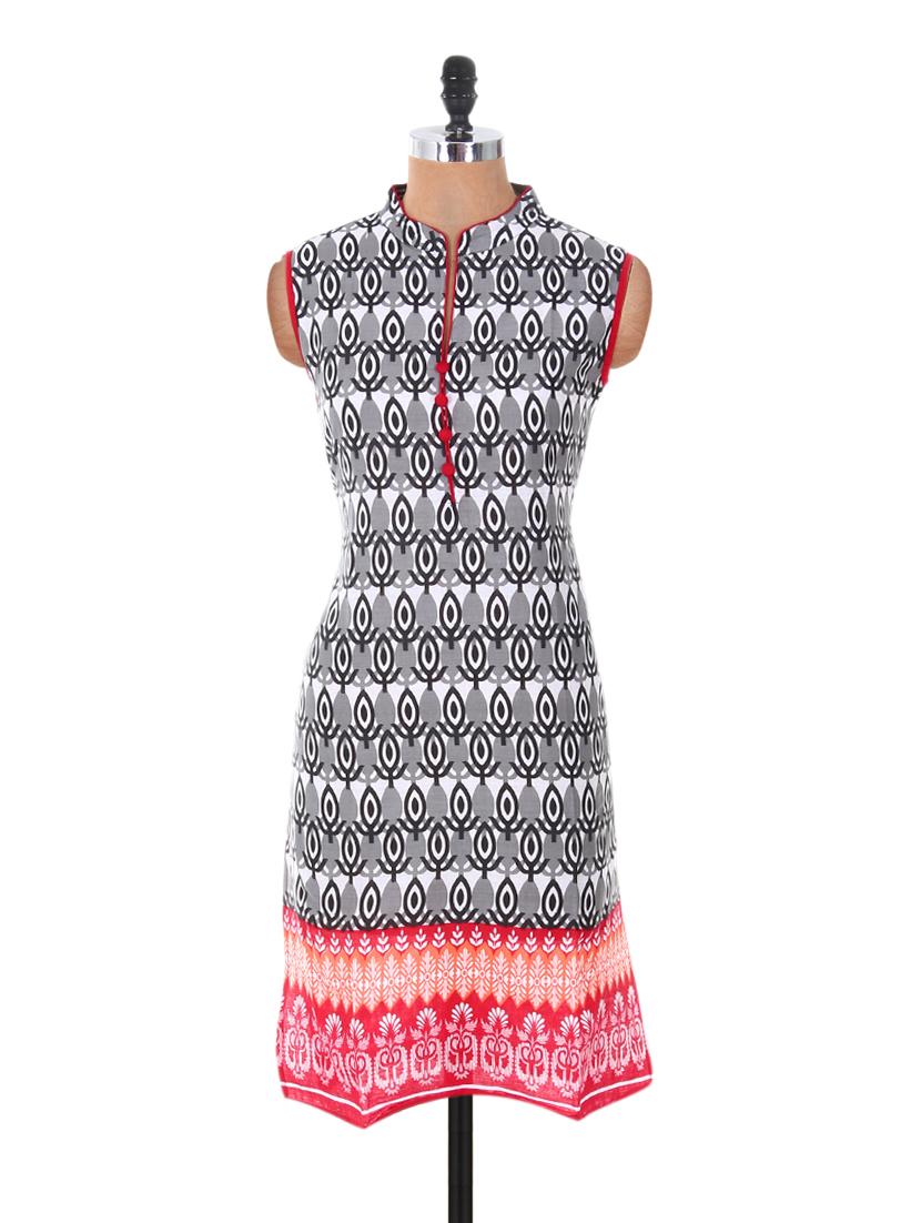 Cotton Mandarine Collar Cut Sleeve Kurti - Sale Mantra