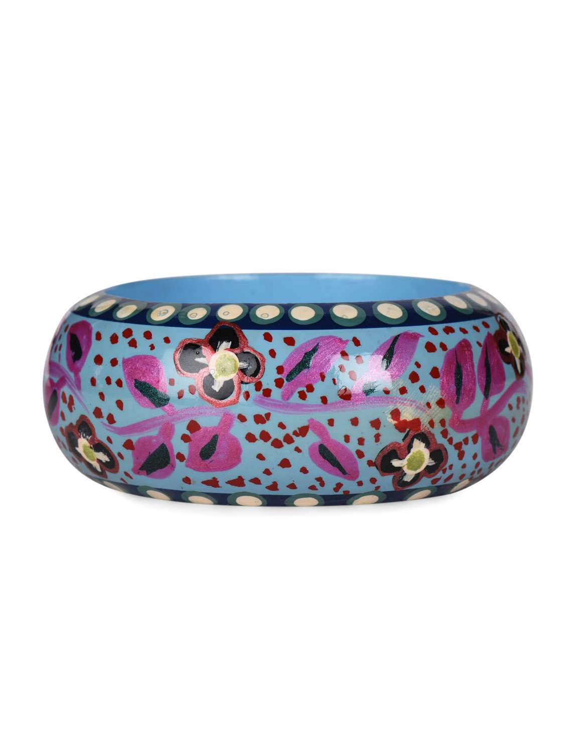 blue printed wooden bangle