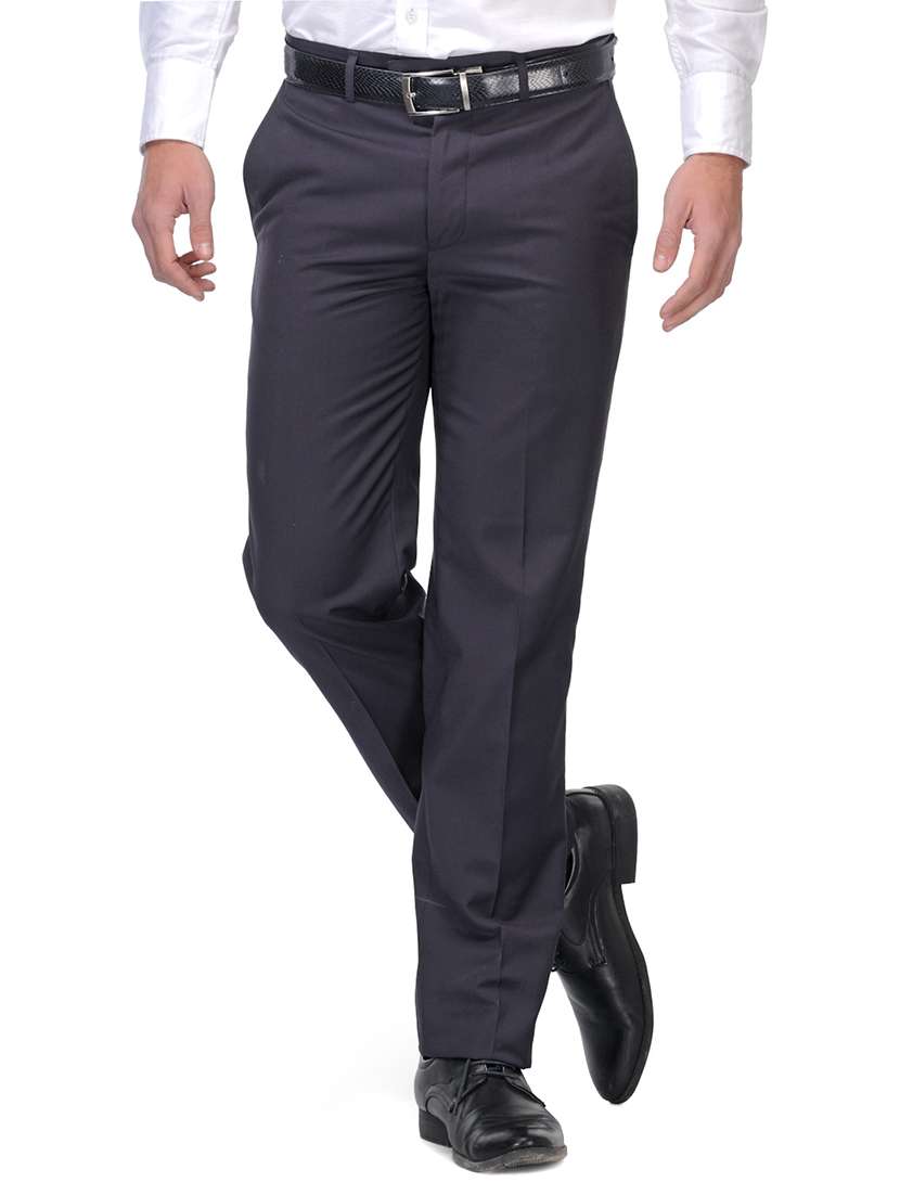 blue cotton formal trousers