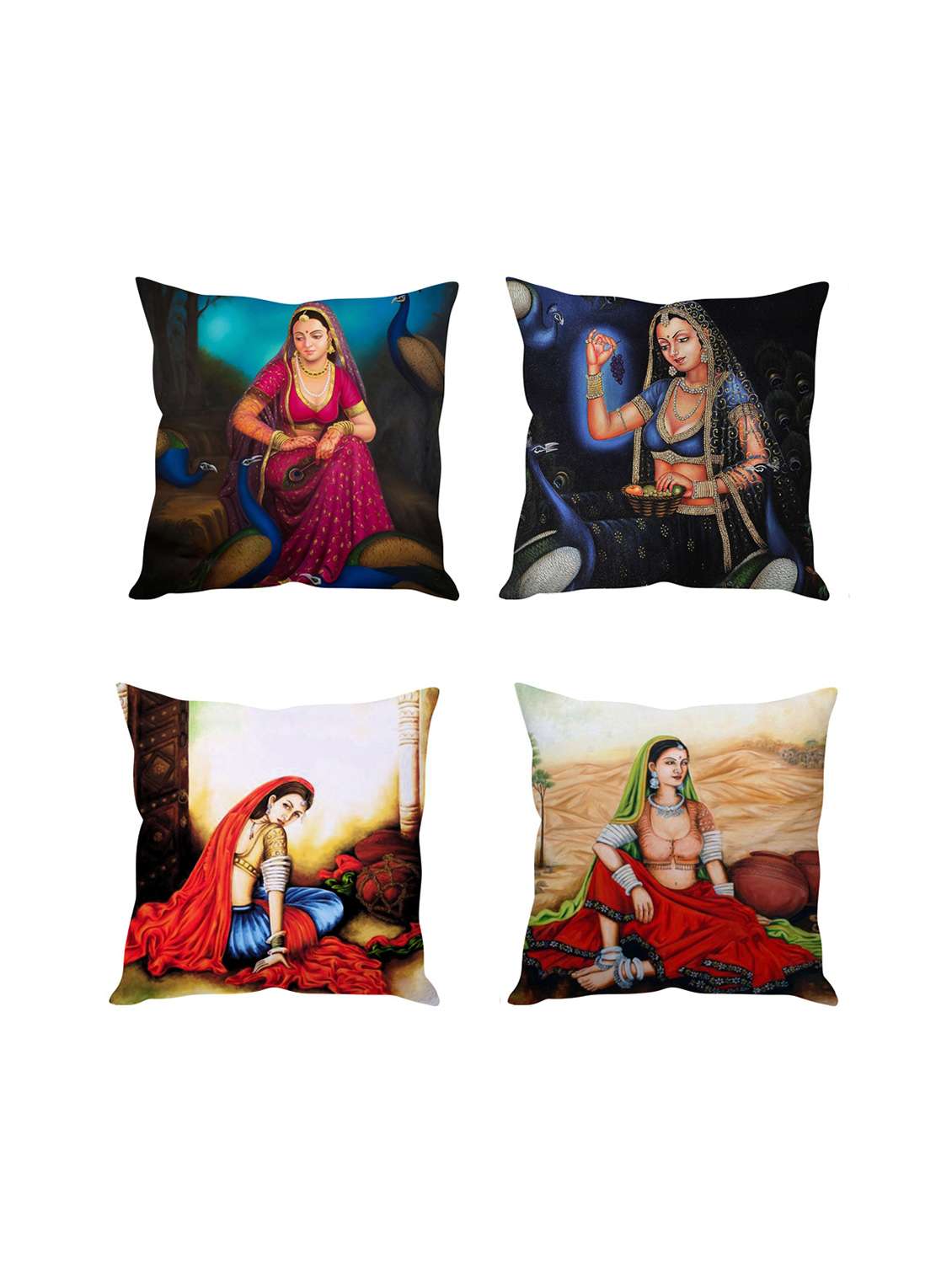 multicolor digitally printed set of 4 cushion covers