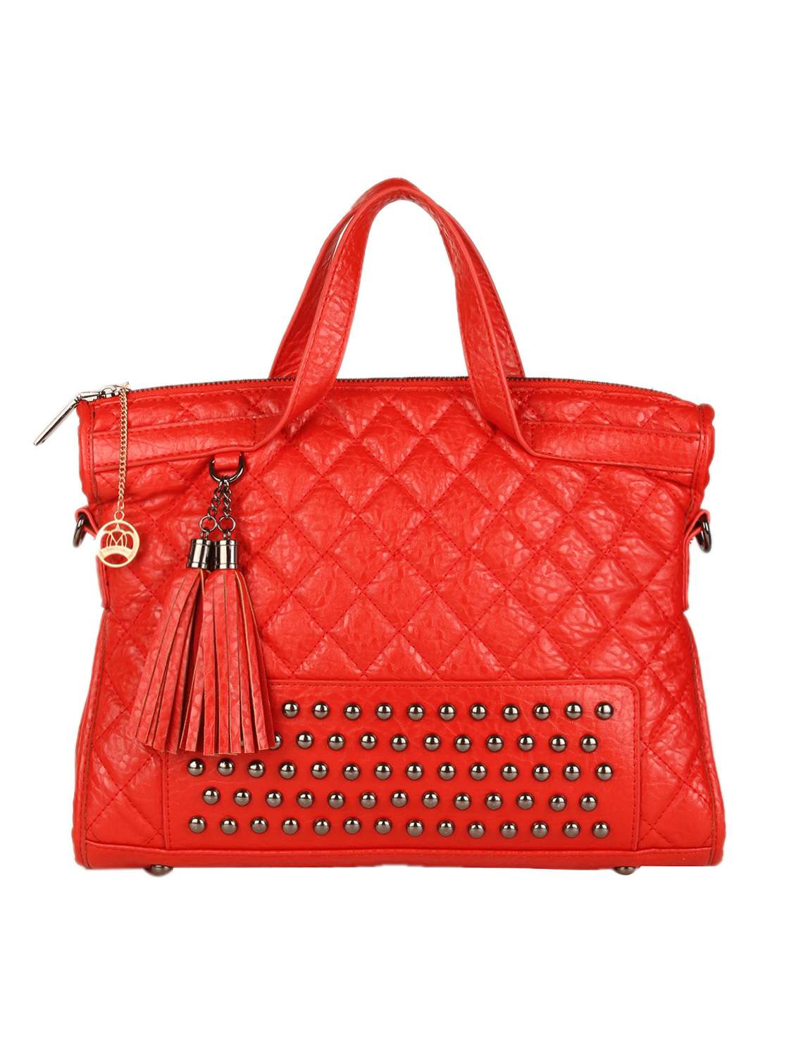 red leatherette satchel