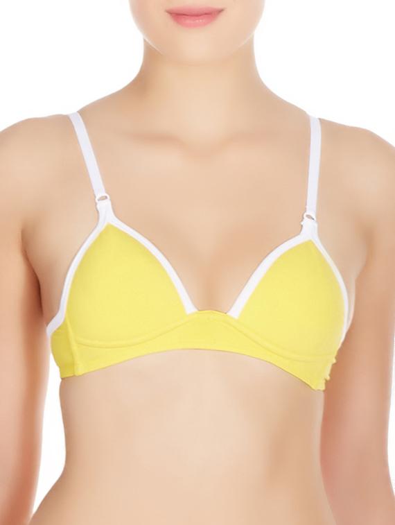 yellow cotton front open bra - 10524117 -  Zoom Image - 0