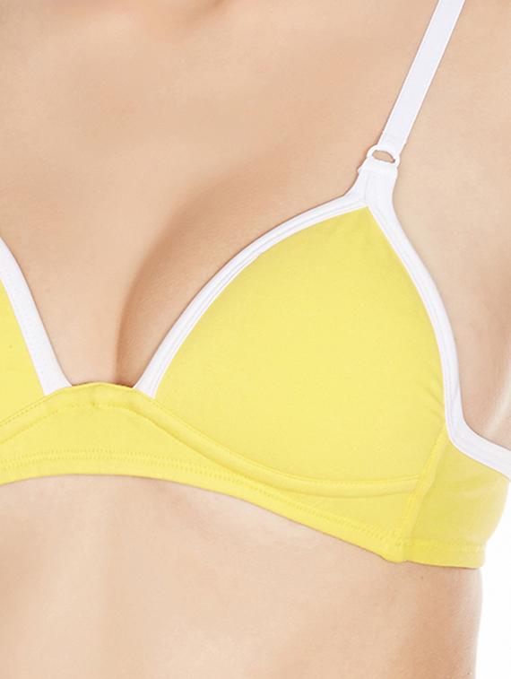 yellow cotton front open bra - 10524117 - Standard Image - 3