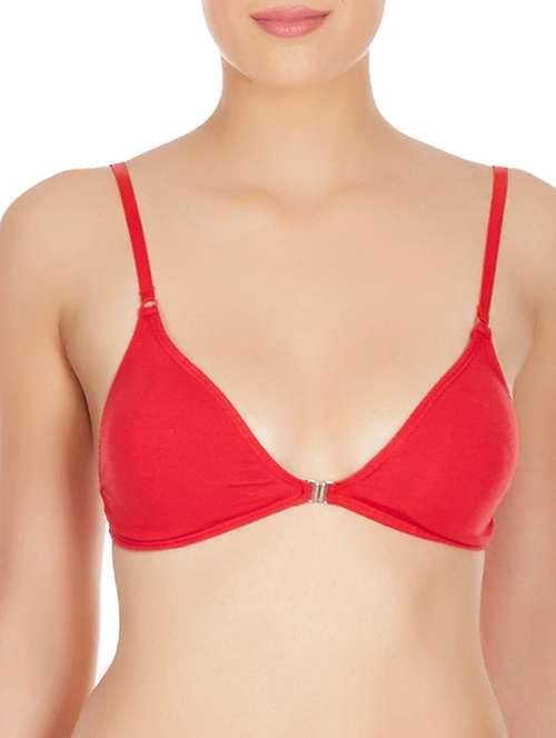 red cotton front open bra - 10524139 - Standard Image - 0
