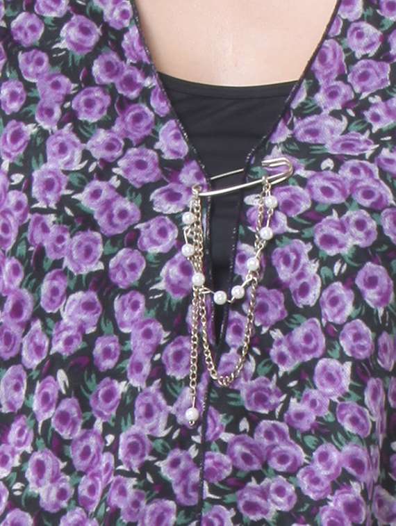 purple floral asymmetrical tunic - 10526130 -  Standard Image - 3