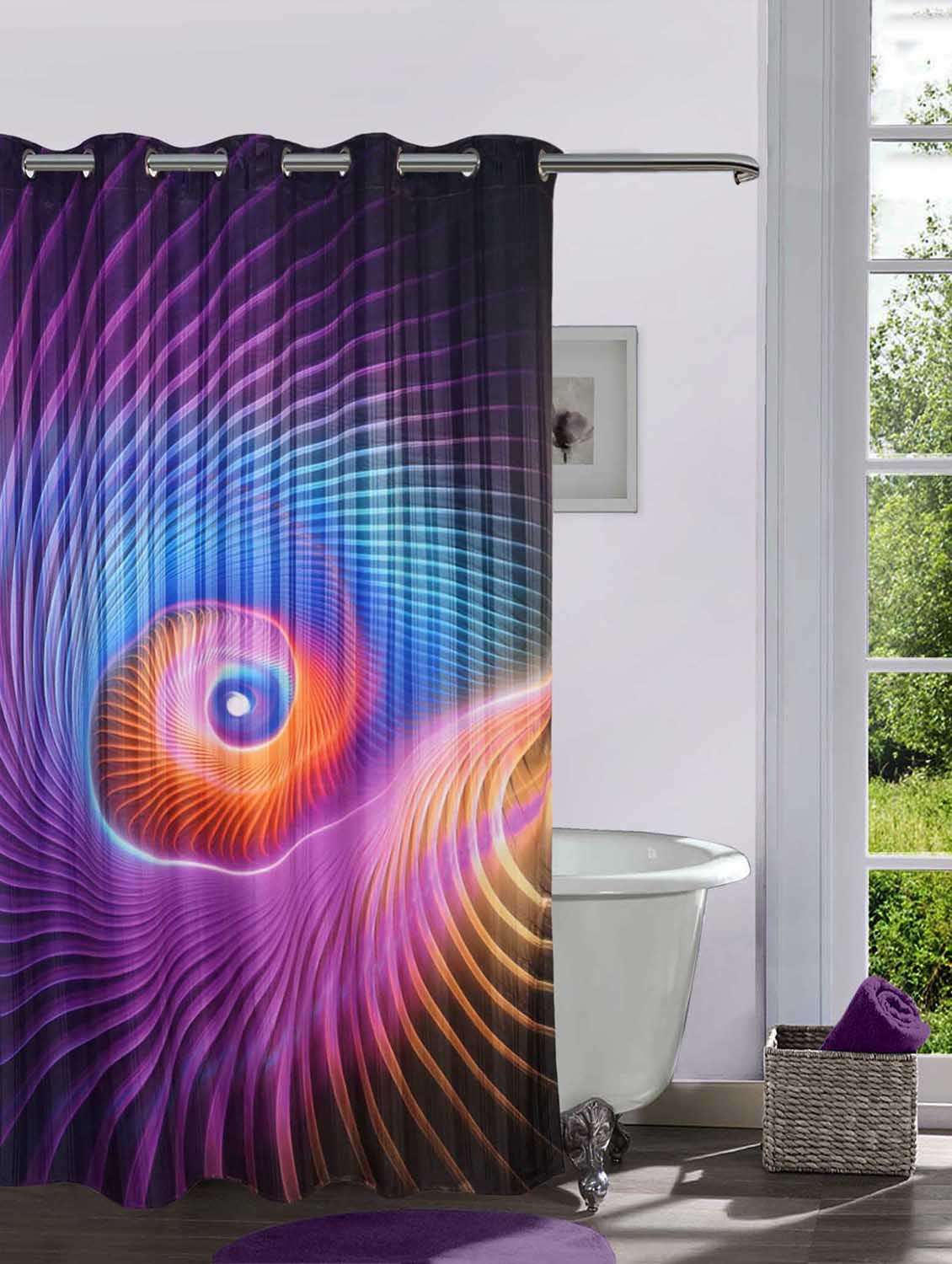 lushomes digitally printed 3d design shower curtain with 10 eyelets