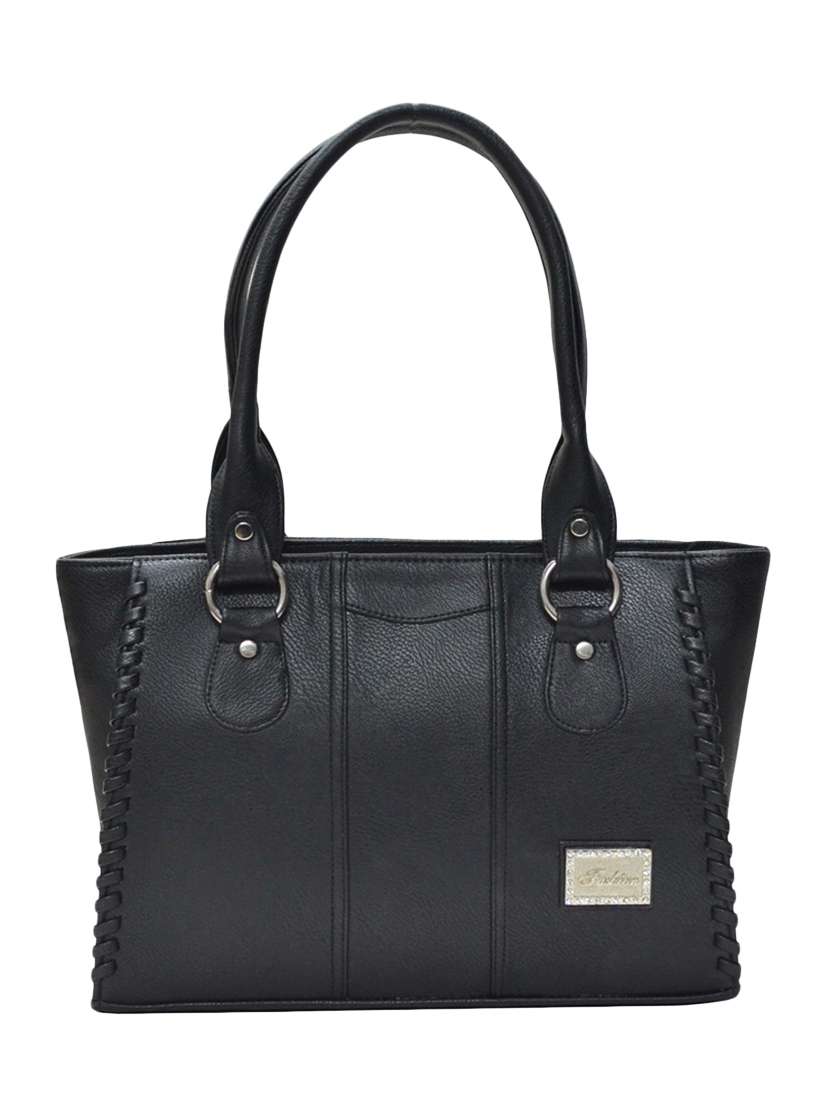 black leatherette handbag