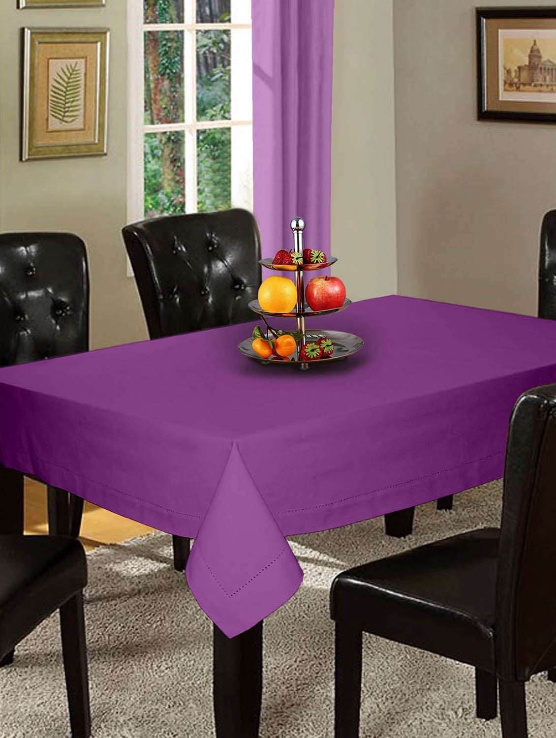 purple cotton 6 seater table cloth
