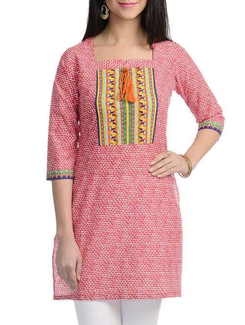 red cotton anarkali kurta - 10554579 - Standard Image - 0