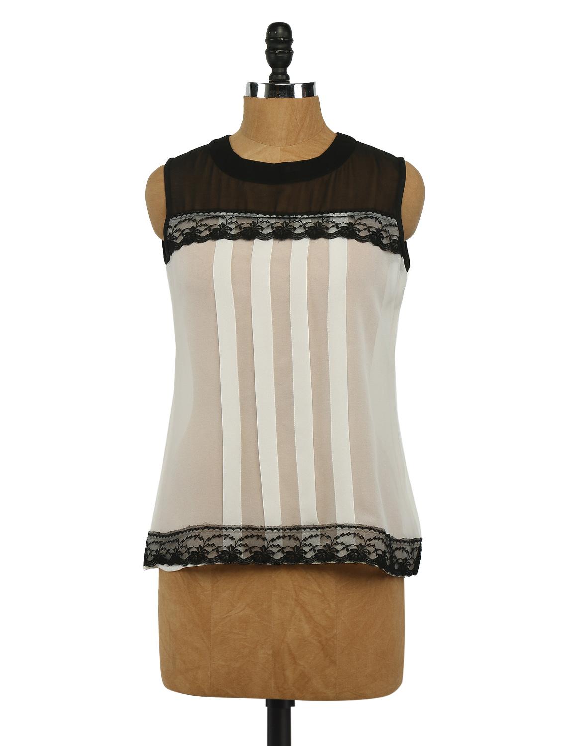 Sleeveless Colour Block Georgette Top - Imu