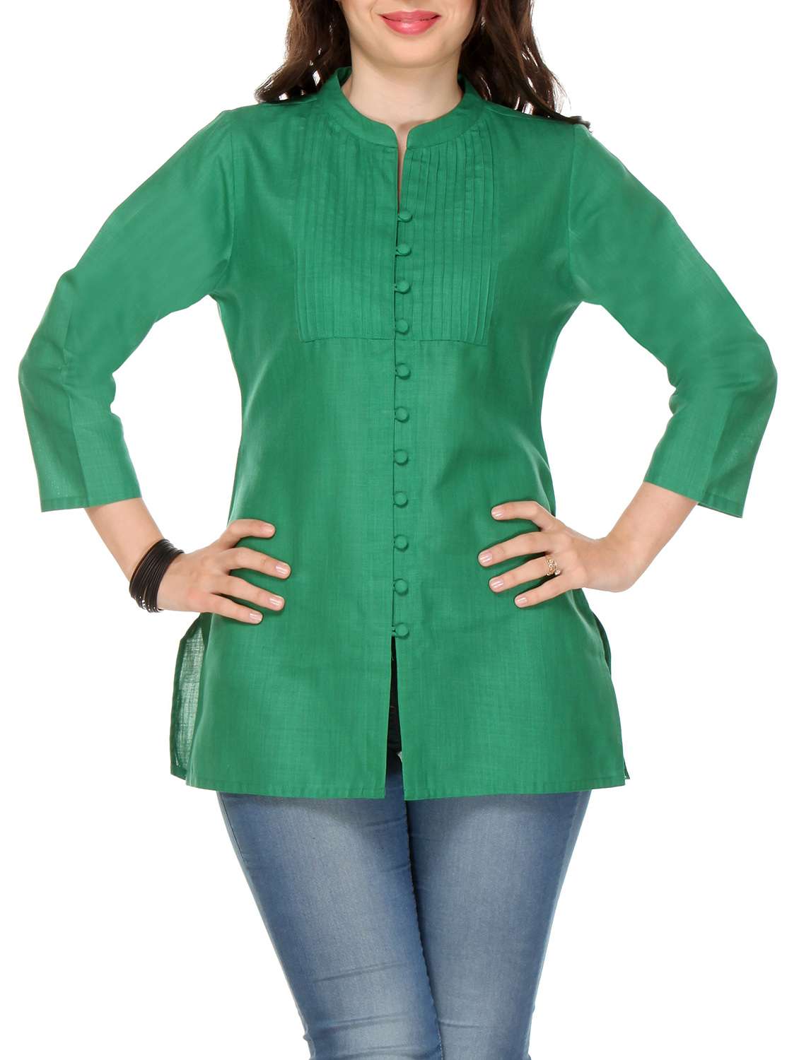 Buy online Green Cotton Kurti from Kurta Kurtis for Women by Vedanta
