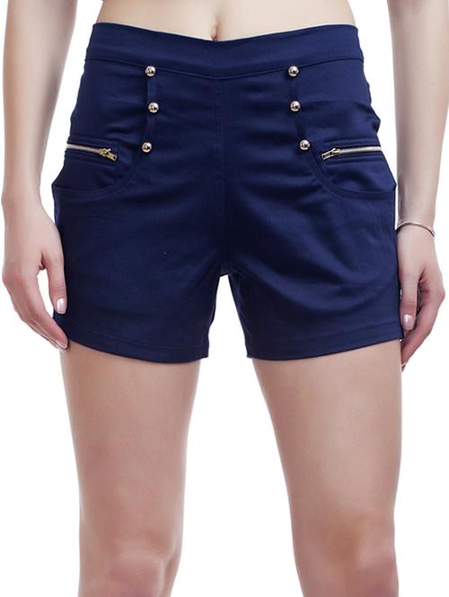 peptrends blue cotton lycra shorts - 10578307 - Standard Image - 0