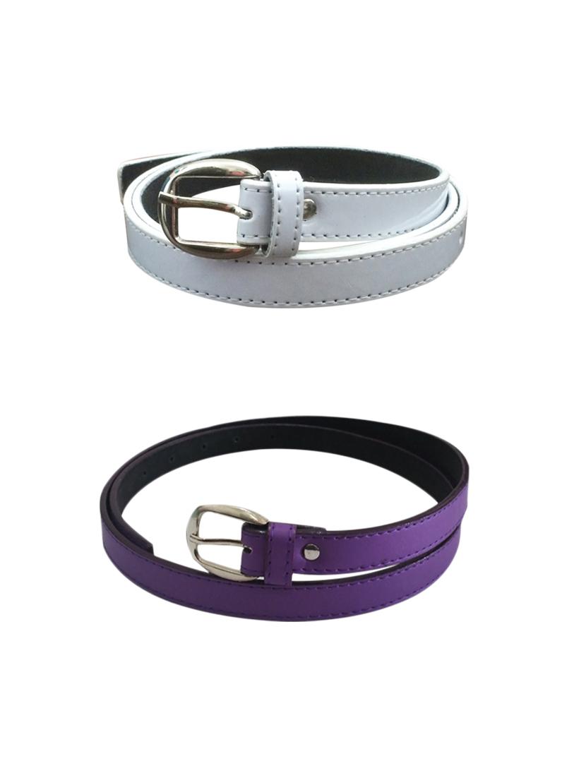 White, Blue Leatherette Combos Belt - By