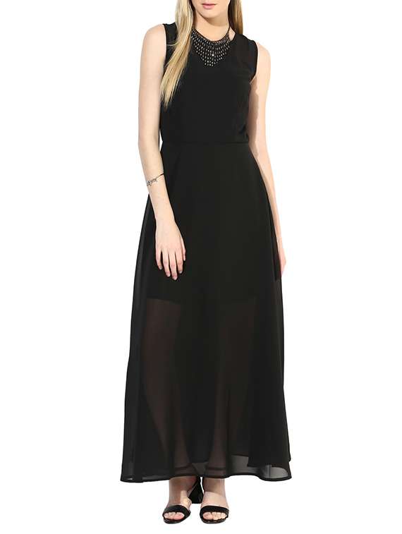 black georgette peplum dress