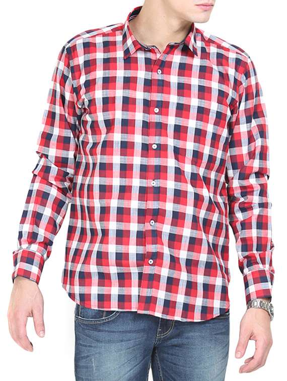 red cotton casual shirt