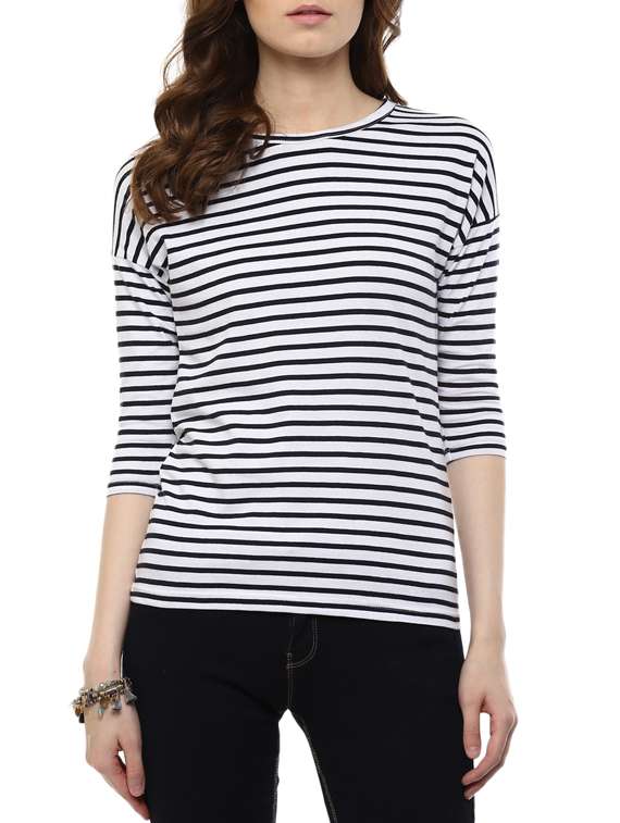round neck striped tee 