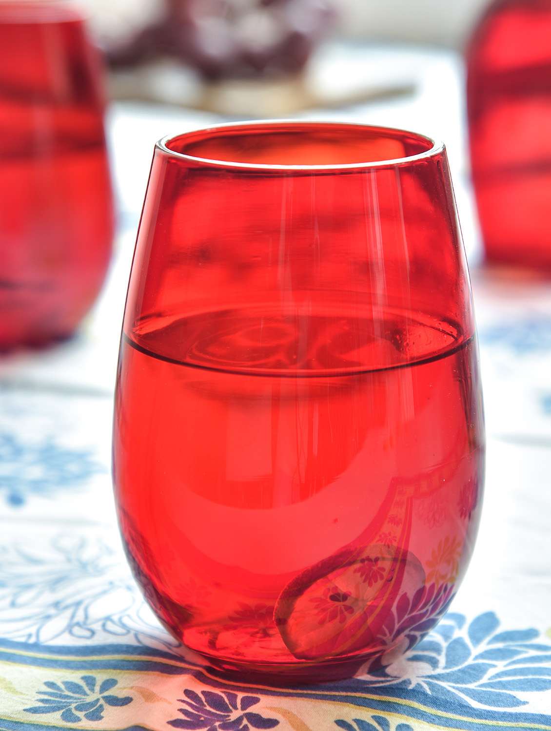 bright red glass tumbler set (6 pcs)