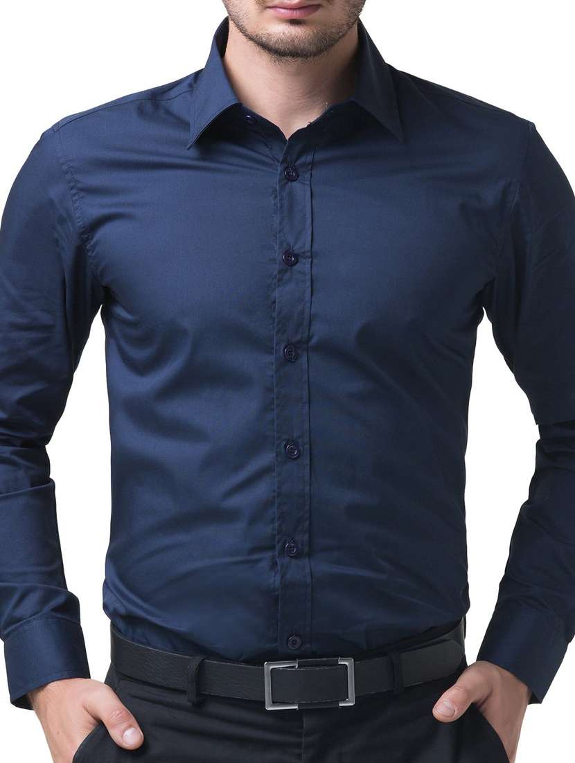 navy blue cotton formal shirt